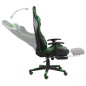 vidaXL Silla gaming giratoria con reposapiés PVC verde