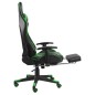 vidaXL Silla gaming giratoria con reposapiés PVC verde