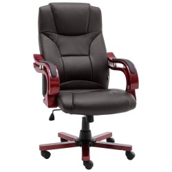 vidaXL Silla de oficina de cuero auténtico marrón
