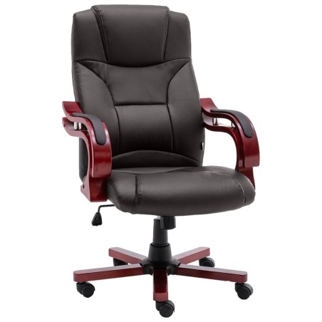 vidaXL Silla de oficina de cuero auténtico marrón
