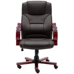 vidaXL Silla de oficina de cuero auténtico marrón