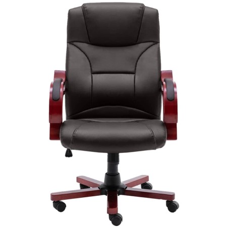 vidaXL Silla de oficina de cuero auténtico marrón