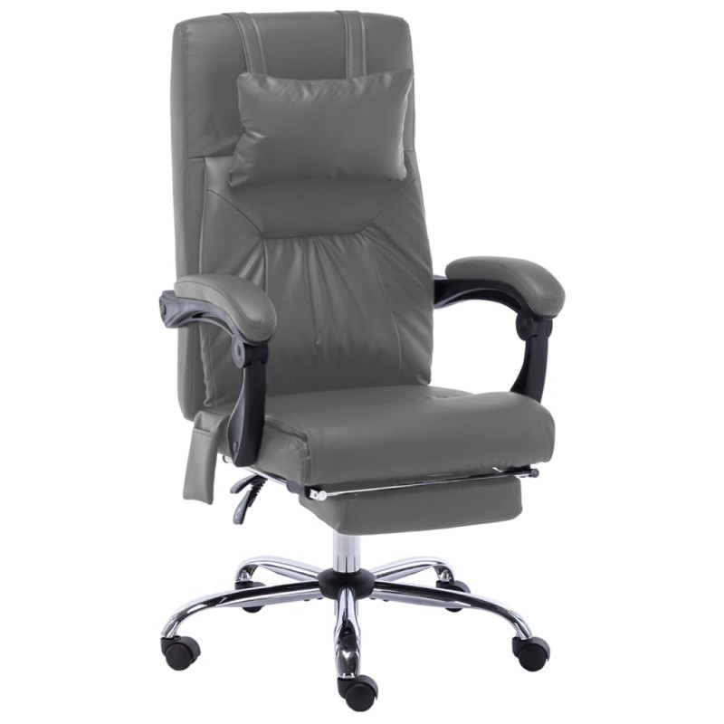 vidaXL Silla de oficina de masaje de cuero sintético gris antracita vidaXL Silla de oficina de masaje de cuero sintético gris antracita