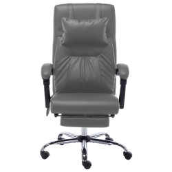 vidaXL Silla de oficina de masaje de cuero sintético gris antracita