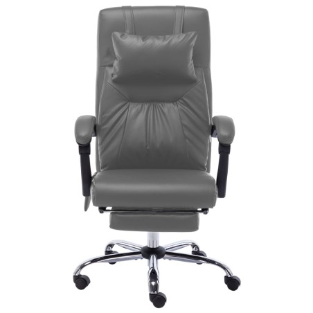 vidaXL Silla de oficina de masaje de cuero sintético gris antracita