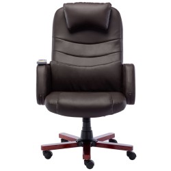 vidaXL Silla de oficina de masaje de cuero sintético marrón