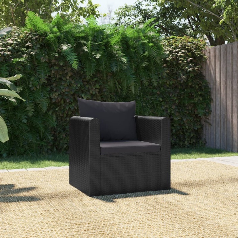vidaXL Sillón con cojines de ratán sintético negro vidaXL Sillón con cojines de ratán sintético negro