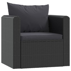 vidaXL Sillón con cojines de ratán sintético negro