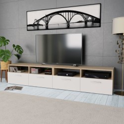 vidaXL Mueble de TV 2 pzs madera ingeniería roble y blanco 95x35x36 cm