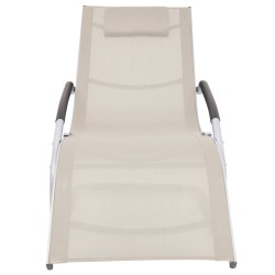 vidaXL Tumbona con cojín aluminio y textilene color crema
