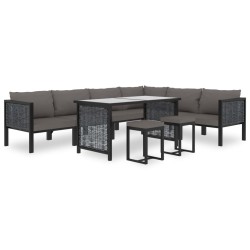 vidaXL Muebles de jardín 9 pzas y cojines ratán sintético antracita