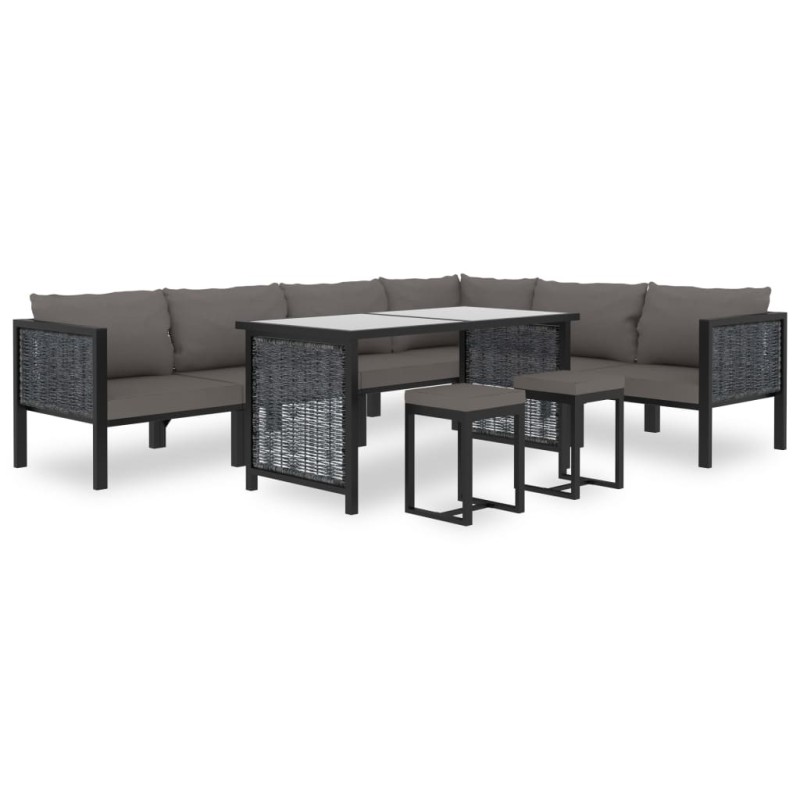 vidaXL Muebles de jardín 9 pzas y cojines ratán sintético antracita vidaXL Muebles de jardín 9 pzas y cojines ratán sintético antracita
