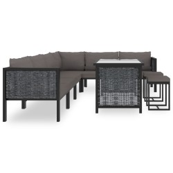 vidaXL Muebles de jardín 9 pzas y cojines ratán sintético antracita