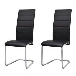 vidaXL Sillas voladizas de comedor 2 unidades cuero sintético negro