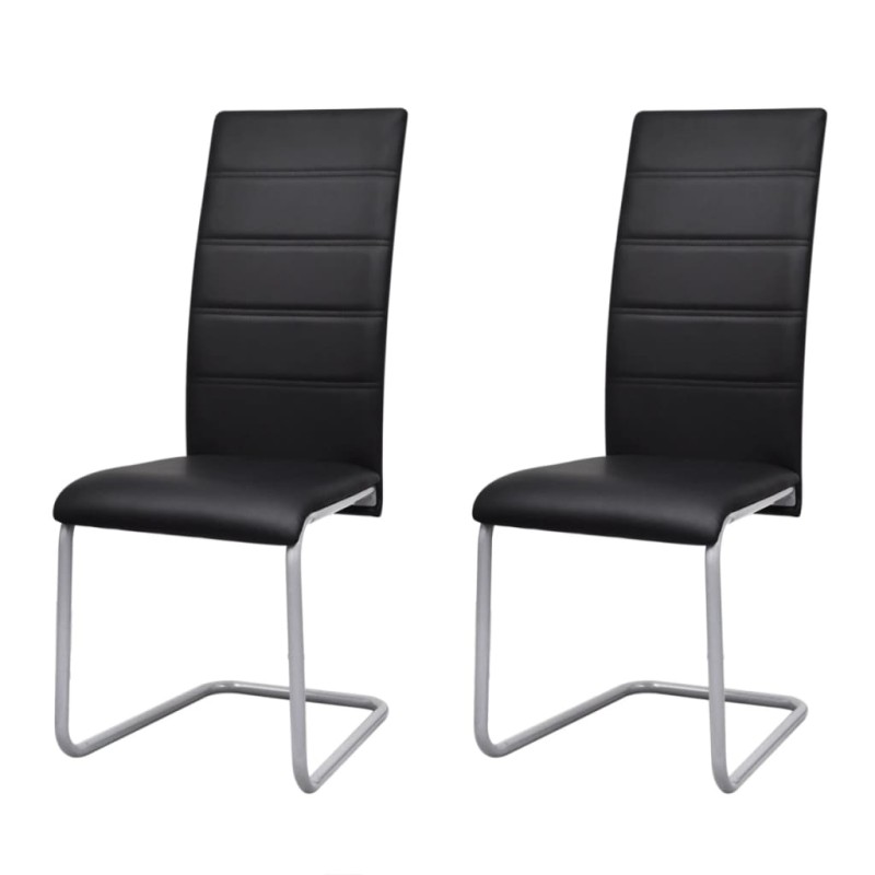 vidaXL Sillas voladizas de comedor 2 unidades cuero sintético negro vidaXL Sillas voladizas de comedor 2 unidades cuero sintético negro