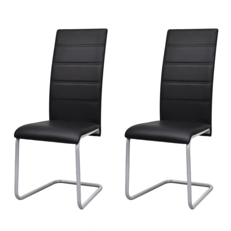 vidaXL Sillas voladizas de comedor 2 unidades cuero sintético negro