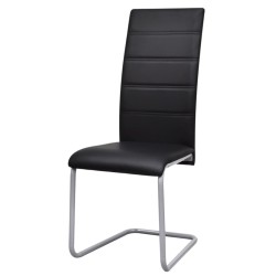 vidaXL Sillas voladizas de comedor 2 unidades cuero sintético negro