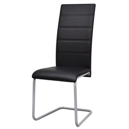 vidaXL Sillas voladizas de comedor 2 unidades cuero sintético negro
