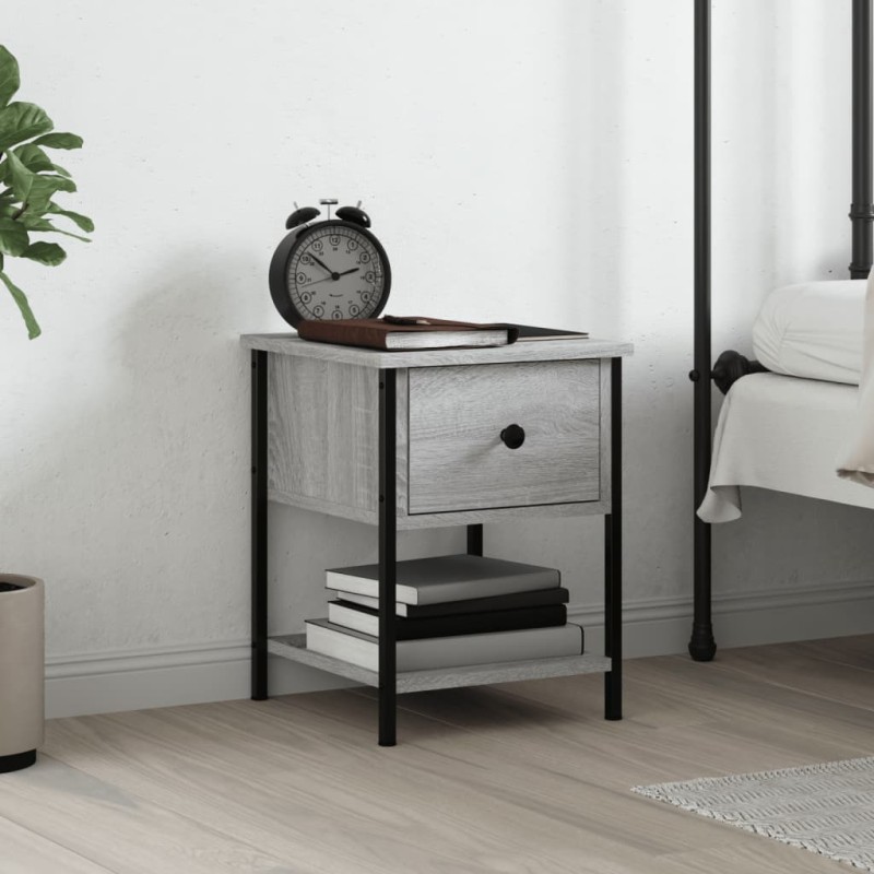 vidaXL Mesita de noche madera de ingeniería gris Sonoma 34x35,5x45 cm vidaXL Mesita de noche madera de ingeniería gris Sonoma 34x35,5x45 cm