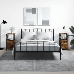 vidaXL Mesita noche 2 uds madera ingeniería roble ahumado 34x35,5x70cm