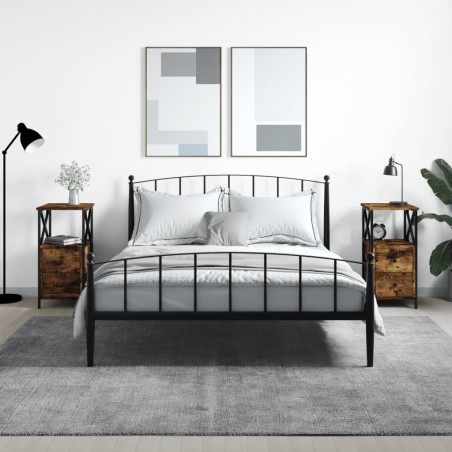 vidaXL Mesita noche 2 uds madera ingeniería roble ahumado 34x35,5x70cm