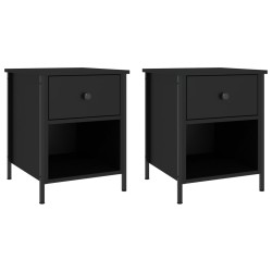 vidaXL Mesitas de noche 2 uds madera de ingeniería negro 40x42x50 cm