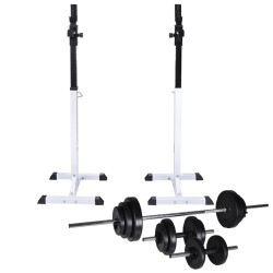 vidaXL Soporte de pesas con pesas y mancuernas 30,5 kg 