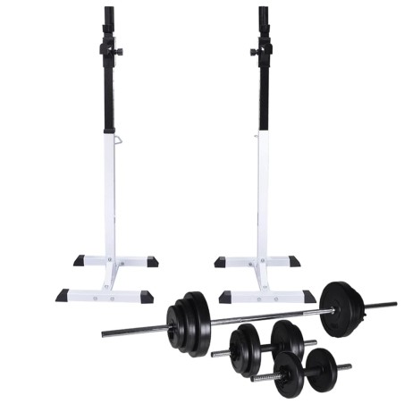 vidaXL Soporte de pesas con pesas y mancuernas 30,5 kg 