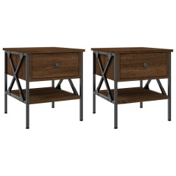 vidaXL Mesitas noche 2 uds madera ingeniería marrón roble 40x42x45 cm