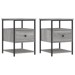 vidaXL Mesitas noche 2 uds madera ingeniería gris Sonoma 40x42x56 cm