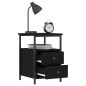 vidaXL Mesita de noche madera de ingeniería negro 34x35,5x50 cm vidaXL Mesita de noche madera de ingeniería negro 34x35,5x50 cm