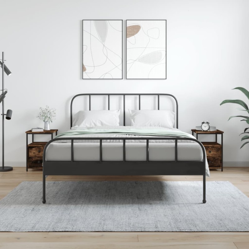 vidaXL Mesita noche 2 uds madera ingeniería roble ahumado 34x35,5x50cm vidaXL Mesita noche 2 uds madera ingeniería roble ahumado 34x35,5x50cm