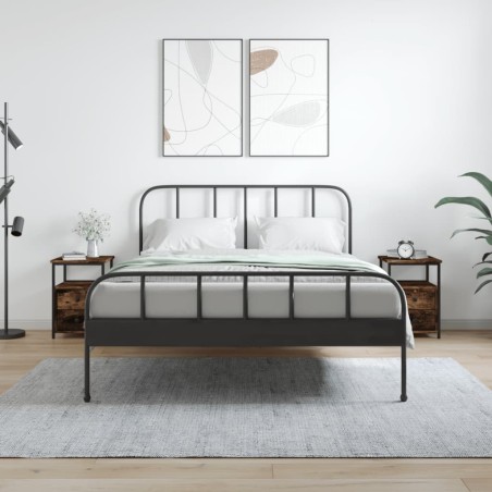 vidaXL Mesita noche 2 uds madera ingeniería roble ahumado 34x35,5x50cm