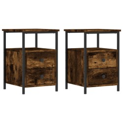 vidaXL Mesita noche 2 uds madera ingeniería roble ahumado 34x35,5x50cm