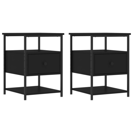 vidaXL Mesitas de noche 2 uds madera de ingeniería negro 40x42x56 cm