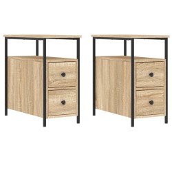 vidaXL Mesitas noche 2 uds madera ingeniería roble Sonoma 30x60x60 cm