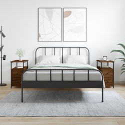 vidaXL Mesitas noche 2 uds madera ingeniería marrón roble 30x60x60 cm