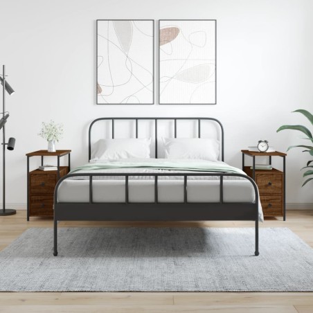 vidaXL Mesitas noche 2 uds madera ingeniería marrón roble 30x60x60 cm