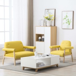 vidaXL Set de sofá de 3 personas 2 piezas de tela amarilla