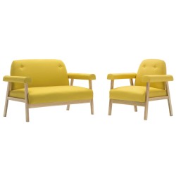 vidaXL Set de sofá de 3 personas 2 piezas de tela amarilla
