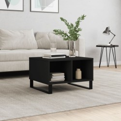 vidaXL Mesa de centro madera contrachapada negro 60x50x36,5 cm