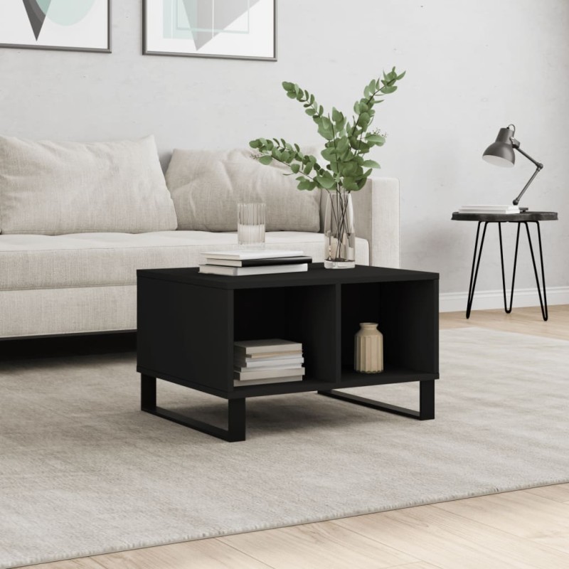 vidaXL Mesa de centro madera contrachapada negro 60x50x36,5 cm vidaXL Mesa de centro madera contrachapada negro 60x50x36,5 cm