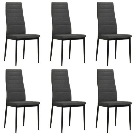 vidaXL Sillas de comedor 6 unidades tela gris oscura   