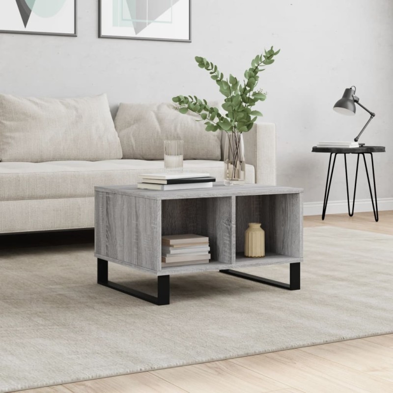 vidaXL Mesa de centro madera contrachapada gris Sonoma 60x50x36,5 cm vidaXL Mesa de centro madera contrachapada gris Sonoma 60x50x36,5 cm