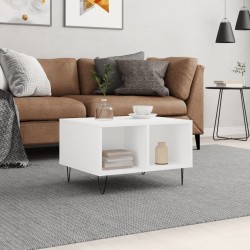 vidaXL Mesa de centro madera contrachapada blanco 60x50x36,5 cm