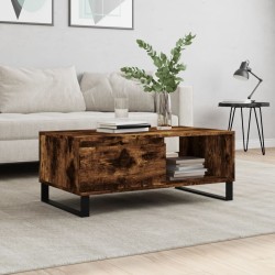 vidaXL Mesa de centro madera contrachapada roble ahumado 90x50x36,5 cm