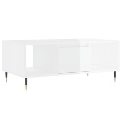 vidaXL Mesa de centro madera contrachapada blanco brillo 90x50x36,5 cm