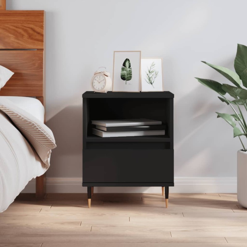 vidaXL Mesita de noche madera contrachapada negro 40x35x50 cm vidaXL Mesita de noche madera contrachapada negro 40x35x50 cm