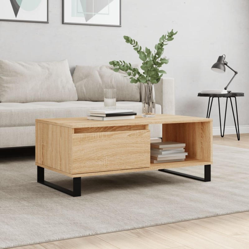 vidaXL Mesa de centro madera contrachapada roble Sonoma 90x50x36,5 cm vidaXL Mesa de centro madera contrachapada roble Sonoma 90x50x36,5 cm