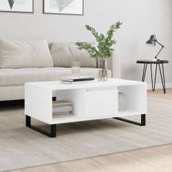 vidaXL Mesa de centro madera contrachapada blanco 90x50x36,5 cm